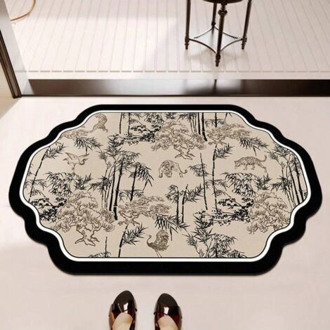 Tapis de bain, tapis de jardin, antidérapant, à séchage rapide, paillasson de forme irrégulière, tapis décoratif pour entrée – 40 x 60 cm