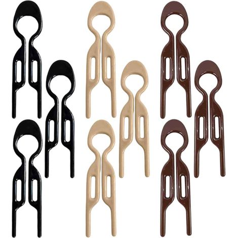 Pinces À Cheveux - Épingles À Torsion Françaises En Plastique Et Résine - Pour Chignons Et Coiffures - 9 Pièces - Noir Brun Rougeâtre Kaki (1/5)