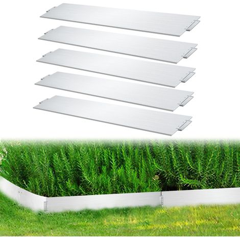 Randaco Rasenkante Metall 100 x 15 cm 25m Beeteinfassung Mähkante Verzinkt Wegbegrenzung Beetumrandung Palisade Silber