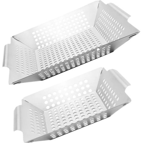 Paniers Churrasco en fil d'acier (2 pièces), multifonctionnels pour griller les légumes et servir (1/5)
