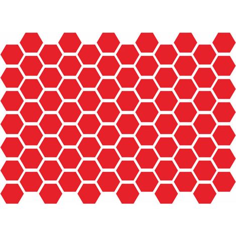 Lote de 1 pegatina reflectante, negra, para casco, reflectores para bicicleta, scooter, cochecito (hexágono), rojo (1/5)