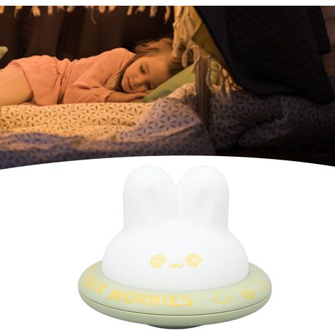 Lampe veilleuse lapin en forme d'OVNI, cadeau d'anniversaire pour enfant, décoration mignonne et créative, verte (1/5)