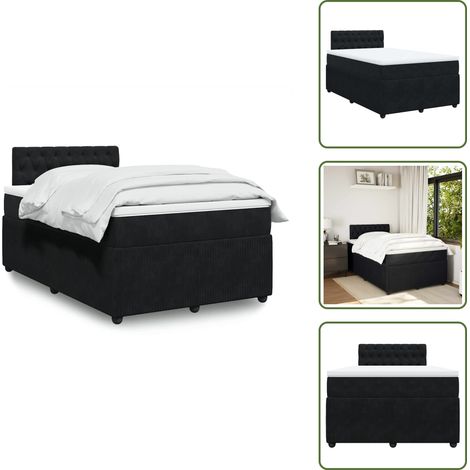 vidaXL Sommier à lattes de lit avec matelas noir 120x190 cm velours