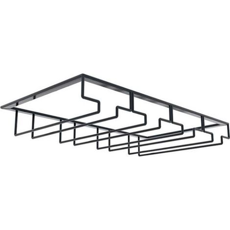 Porte-verres à pied noir à 4 fentes en fil de fer, conception assemblée, résistant à la corrosion, facile à nettoyer, support de rangement pour verres de bar (1/5)