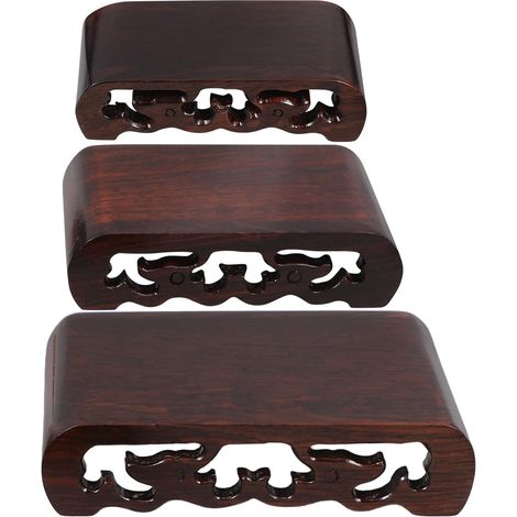 Support Rectangulaire en Bois Sculpté Noir pour Exposition de Bonsaï et Ornement Bouddha, Base Multifonctionnelle Élégante pour Pot de Fleurs et Objets Décoratifs (1/5)