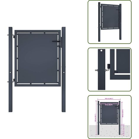 Gartentor Stahl 100×100 cm Anthrazit - Zaun - Gartentor - Stahltür - Tor Anthrazit - Sicherheitszaun (1/5)