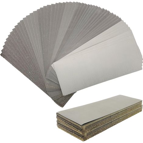 56PCS Papier de Verre, Papier Abrasif Eau/Sec 120/150/180/240/320/400/600/800/1000/1200/1500/2000/2500/3000 Grains Pour Polir Le Métal, Bois, Voiture, Mur Peinture Papier à Poncer 23 x 9 cm (1/5)