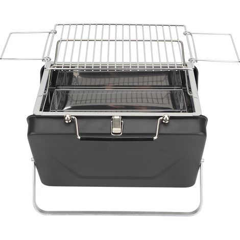 Barbecue portable au charbon de bois pliable en forme de carnet, idéal pour le camping, les pique-niques et les repas en plein air (noir). (1/5)