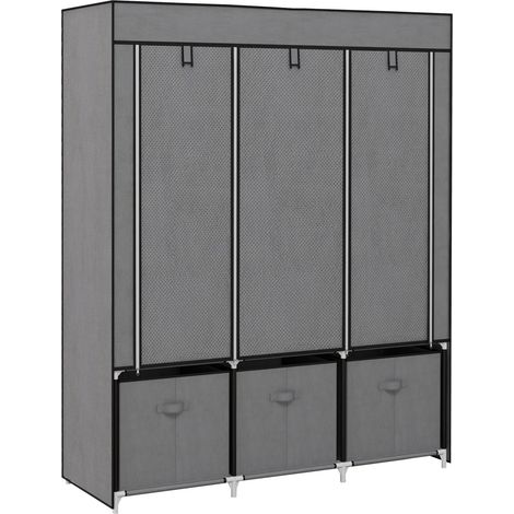 Armoire pliante gris foncé 125x43x162,5 cm en tissu non tissé, fermeture éclair, meuble de rangement pour vêtements (1/5)