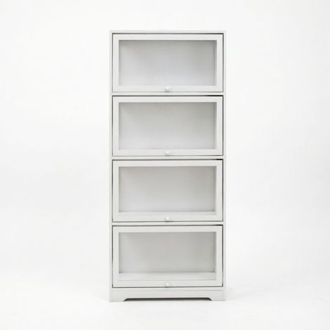 Vetrina espositiva con 4 scomparti in MDF e acrilico 59 x 30 x 139 cm bianca HOMVRA (1/5)