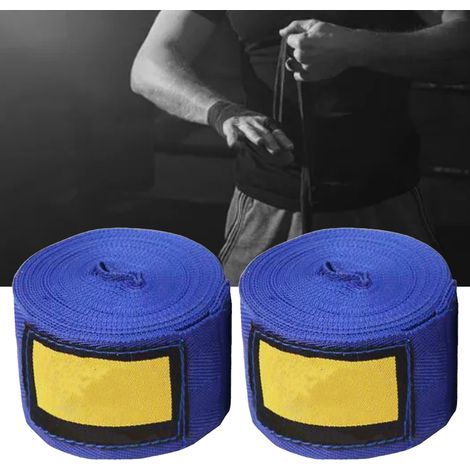 Bandes de boxe bleues, 5 m de long, 5 cm de large, absorbant la transpiration, fermeture auto-agrippante, pour le sport Sanda (1/5)