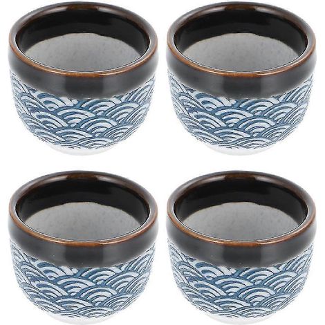 Ensemble de 4 tasses à saké en céramique japonaise, tasses à thé traditionnelles émaillées (1/3)