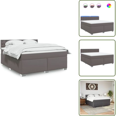 Boxspringbett mit Matratze Grau 180x200 cm Kunstleder - Boxspringbett - Boxspringbetten - Bett - Betten (1/5)