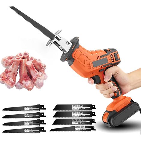 Machine à scie à os, Scie de boucherie domestique commerciale électrique, Scies alternatives électriques, scie à os de boucher portative avec lames de scie, pour couper la viande/os/bois,2Battery (1/5)