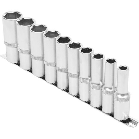 Juego de llaves de vaso 1/2 largos 6 caras EN PULGADAS de 7/16" a 1", 10 piezas (1/4)