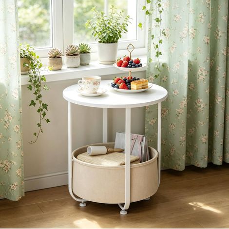Mesa centro redonda con almacenaje metal 45 cm OKMYHOME (1/4)