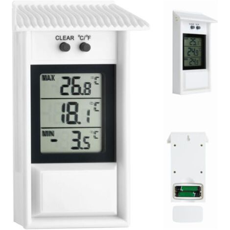 Thermomètre numérique,Thermomètre extérieur électronique de température et d'humidité, étanche, pour réfrigérateur,valeur de température, fonction de mémoire, utilisable à l'intérieur ou à l'extérieur (1/4)