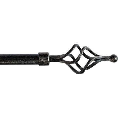 Bastone Tenda Ferro Estendibile 120-210 Asta Scorritenda modello Vortice - Nero Argento
