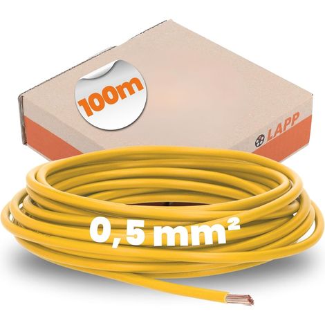 Fil de Câblage H05V-K 4510111, 1 x 0,50 mm², Jaune, Bobine 100 m (1/5)