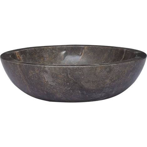 Vidaxl – Lavabo en marbre gris Ø40 cm – Forme ronde – Hauteur 12 cm – Pour salle de bain moderne – Facile à nettoyer