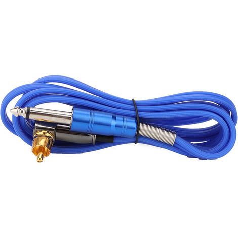 Câble de machine à tatouer silicone souple 1,8m, connecteur RCA angle droit, clip cordon bleu (1/5)