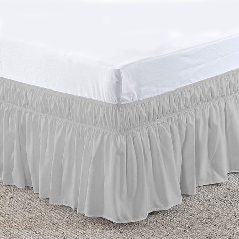 Jupe De Lit - Ourlet Élastique - Pour Lit 160x200 cm - Gris Clair - 203x198 cm - 1 Pièce (1/2)