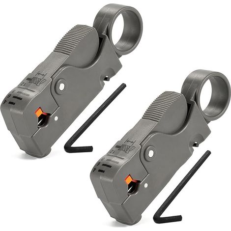 Outil rotatif de dénudage de câble coaxial, Outil de dénudage de câble coaxial pour RG59 RG58 RG6 RG62, Facile à dénuder et à couper, Poignée portable (2 pièces) (1/5)