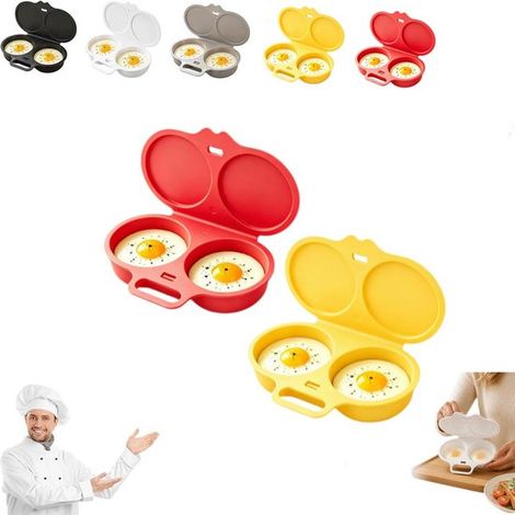 Cuiseur à œufs pour micro-ondes (2 pièces) - 16 x 12 x 3 cm - Cuiseur à œufs - Double support