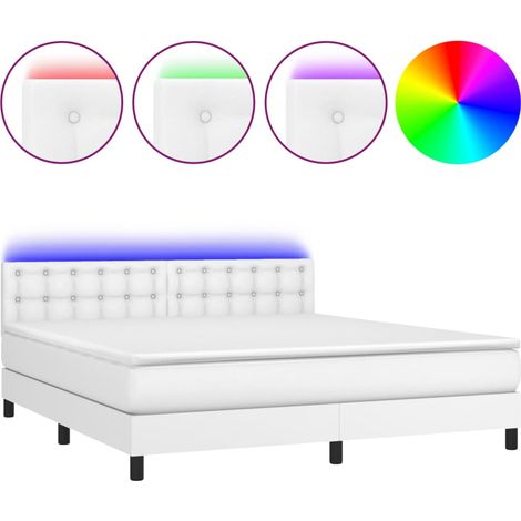 Maison Exclusive - Sommier à lattes de lit avec matelas et LED Blanc 180x200 cm (1/5)