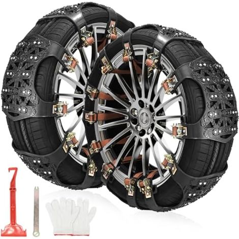 Chaînes à neige universelles pour voiture, lot de 6, pour pneus de 165 à 275 mm, antidérapantes, noires (1/5)