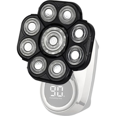 Têtes de remplacement du rasoir - lames rotatives universelles de 9 tête, conception de vitesse extrême à double anneau  Solution de rasage chauve à sec humide pour les hommes, outil de toilettage de (1/5)