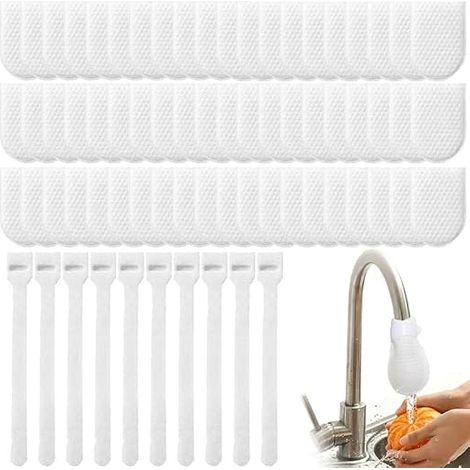 100 Pièces Sac Filtrant Coton Robinet Filtre avec 10 Sangles Anti, Protection anti-éclaboussures, Pour évier de anti-calcaire, cuisine, Fastening Straps High-Density Cotton Sediment Purifier (1/5)