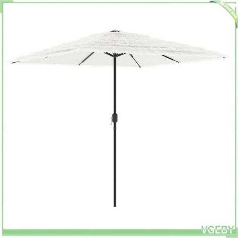 Parasol de jardin - FAFEICY - 4005092 - Carré 248x248 cm - Blanc - Mât acier, manivelle (1/5)