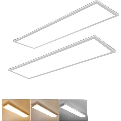 Panel de luz de techo, regulable, con control remoto, 2 unidades, color blanco, 31-40 W. (1/2)