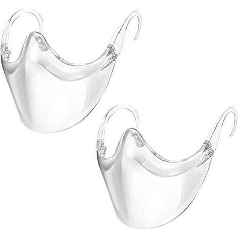 Unisex Transparenter, wiederverwendbarer Gesichtsschutz aus Kunststoff für den Außenbereich, Abdeckung zum Schutz von Augen, Nase und Mund für Erwachsene, Männer und Frauen (2 Stück)