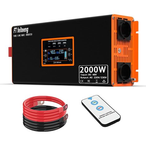 2000W Convertisseur 48V 220V Pur Sinus Onduleur,transformateur 48v 220v Télécommande, pour Les Systèmes Solaires,Camping (1/5)
