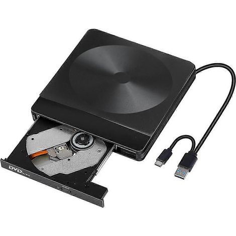 Lecteur de disque externe, lecteur CD/DVD externe USB-C 3.0 et Type-C pour MacBook, PC portable et ordinateur de bureau Windows. (1/5)