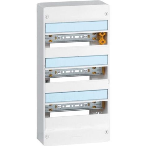 Legrand – Coffret électrique nu 13 modules IP30 IK05 blanc 3 rangées – Installation en saillie – Auto-extinguible 750°C – 401213