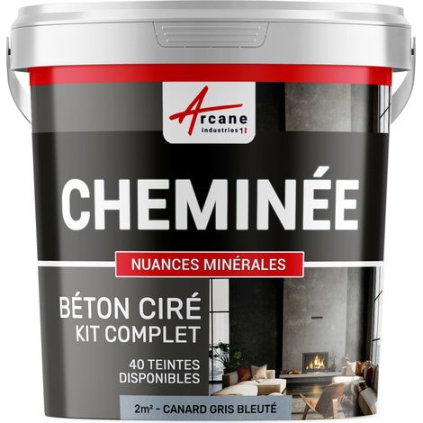 Béton ciré cheminée, kit avec primaire et vernis - 2 m² (en 2 couches) Canard Gris Bleuté - ARCANE INDUSTRIES (1/5)