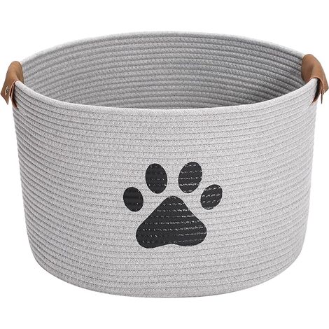 Panier à linge tressé en coton de , panier de rangement pour bouteilles consignées, panier de rangement pour jouets, organisateur de linge pour salle de bain,Gris (1/5)