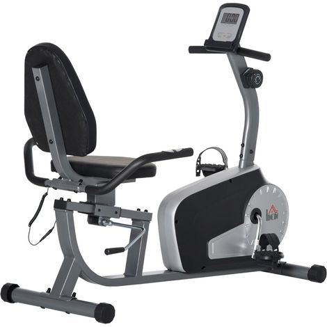 CHICFURN Bicicleta estática semi reclinada 122-137 x 62 x 103 cm acero LCD 8 niveles (1/5)