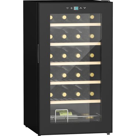 24 Bottles Wine Fridge with Glass Door Digital Touch Screen Control LED Light (1/5)