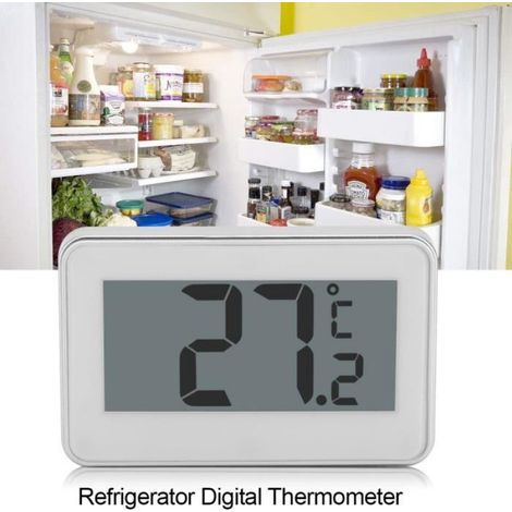 Thermometre LCD - Plage De Mesure -20 A 60 °C - Affichage Celsius Fahrenheit - Aimant Reglable - Pour Refrigerateur Congelateur - 1 Unite (1/4)
