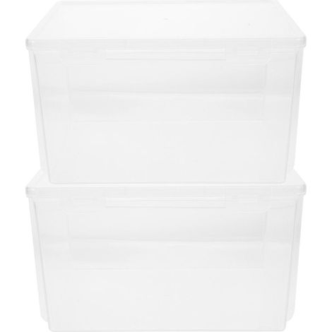Lot de 2 boîtes de rangement transparentes en plastique pour pain, conserve les aliments, toasts et gâteaux. (1/5)