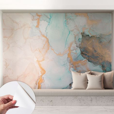 Selbstklebend Tapete - Wandgestaltung - Tapete Wohnzimmer - Flur Eingangsbereich Aquarellwellen 208x146 cm (1/5)