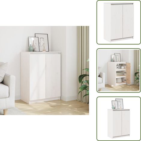 Buffet Blanc 60x36x84 cm Bois de pin massif - Buffet Blanc - Meuble Rangement - Armoire Latérale - Commode - Bois De Pin (1/5)