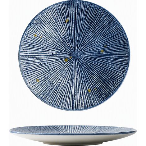 Assiette japonaise à rayures 8 pouces, décor bleu ciel