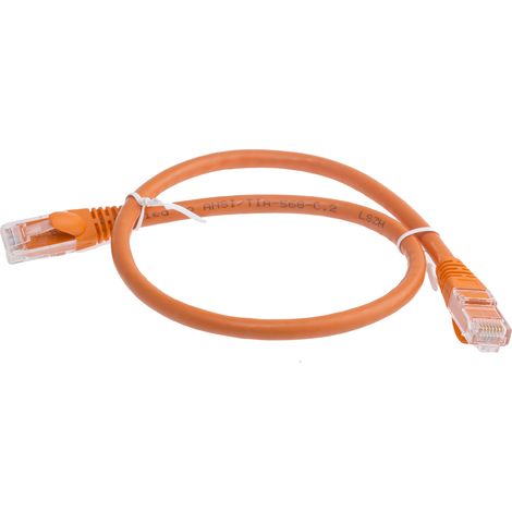 Câble cat 6 Avec connecteur / , UTP, gaine LSZH Orange, 500mm ( Prix pour 1 )