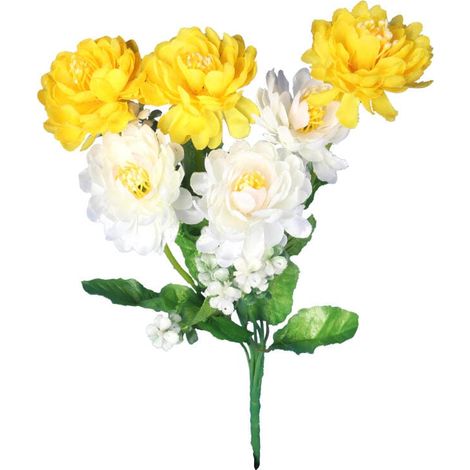 Bouquet de soucis des marais jaunes et blancs 38 cm - Décoration intérieure ou funéraire (1/2)