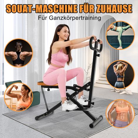 Squat Machine Machine de squat à domicile, entraîneur d'entraînement des fessiers pliable avec bandes de résistance, fesses, cuisses, abdominaux, presse dos/jambes, poussée des hanches pour la maison